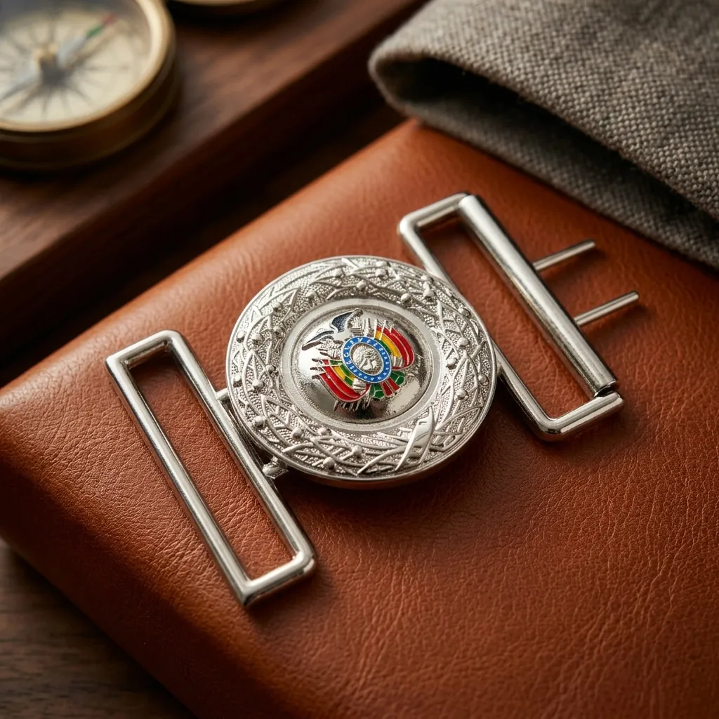 [H37] HEBILLAS MILITARES PLATEADAS CON ESCUDO PINTADO