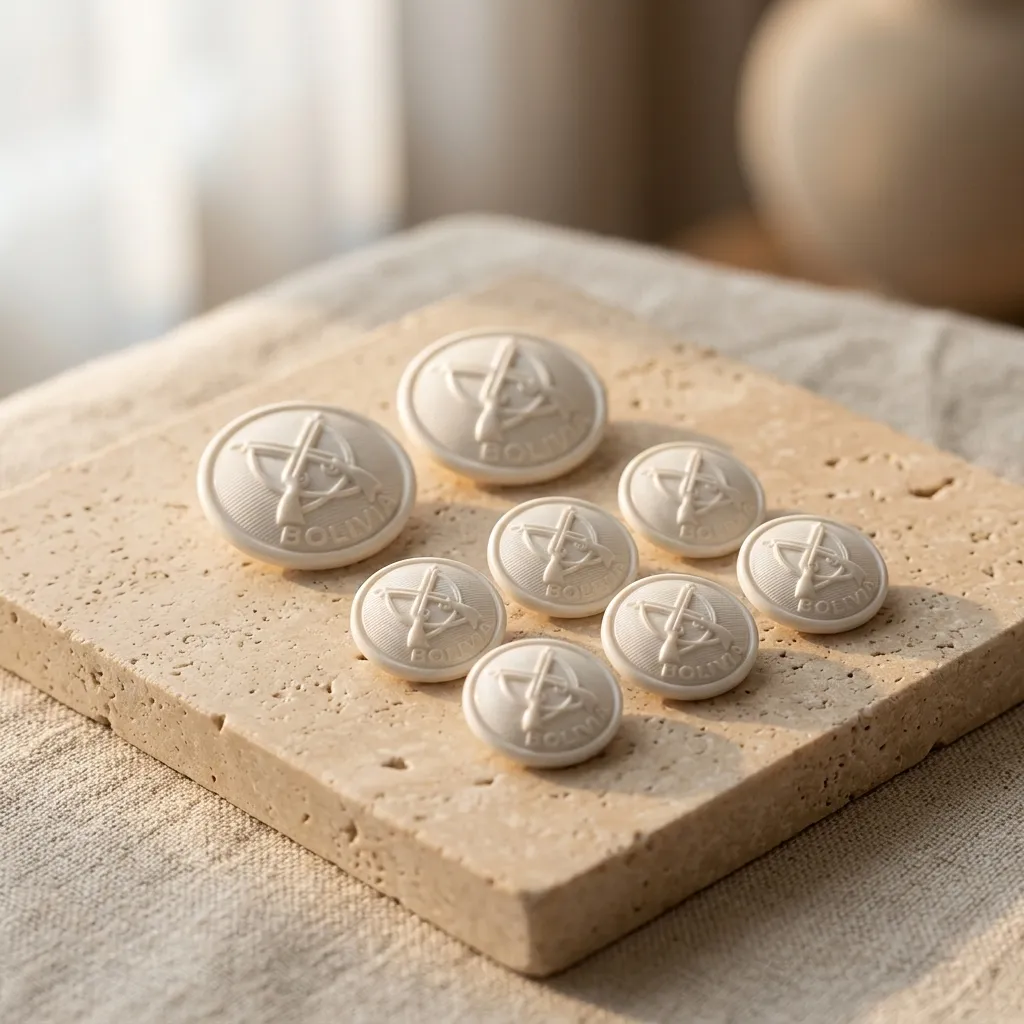 [H106] JUEGO DE BOTONES BLANCO CON CARABINAS