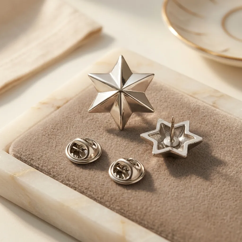 PAR DE ESTRELLA PLATEADA CON PIN