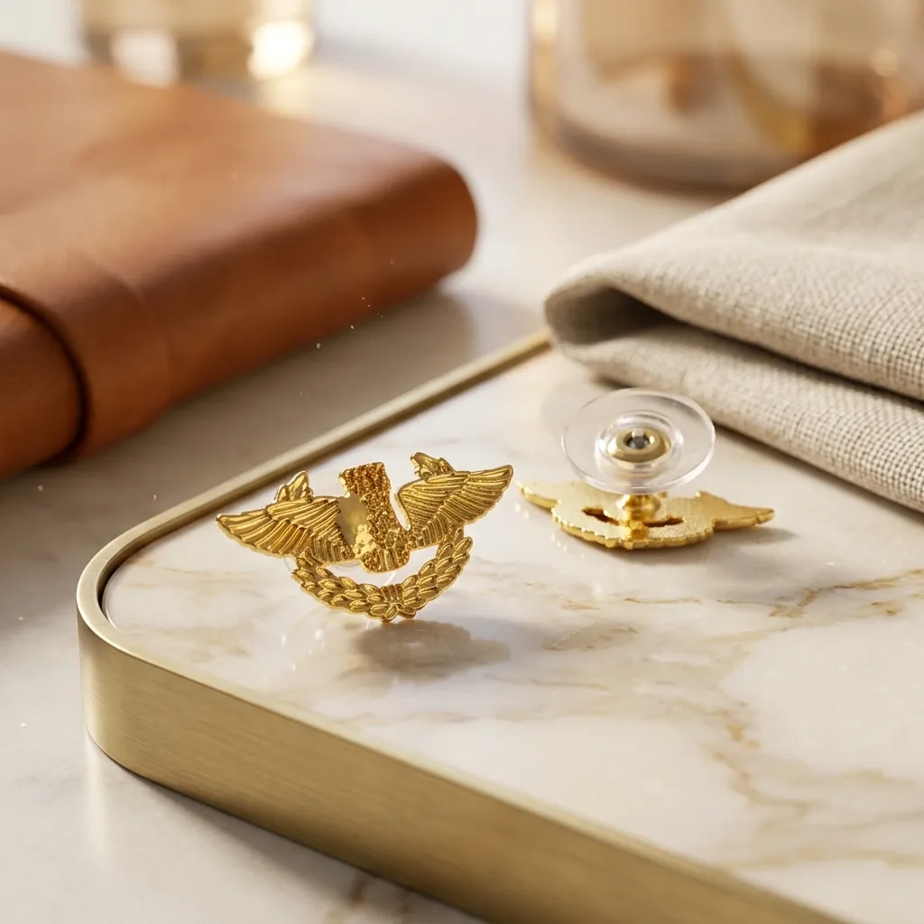 [H373] PAR DE ARETES DORADOS DE LA FAB CON CASTILLO